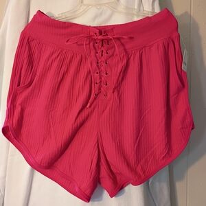 FP Movement by Free People High Waist Pink Lace-Up Shorts